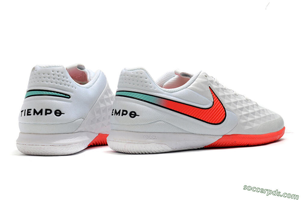 NIke Tiempo Lunar Legend 8 Pro IC Low-Tops Football Shoes - White/Red/Jade 6