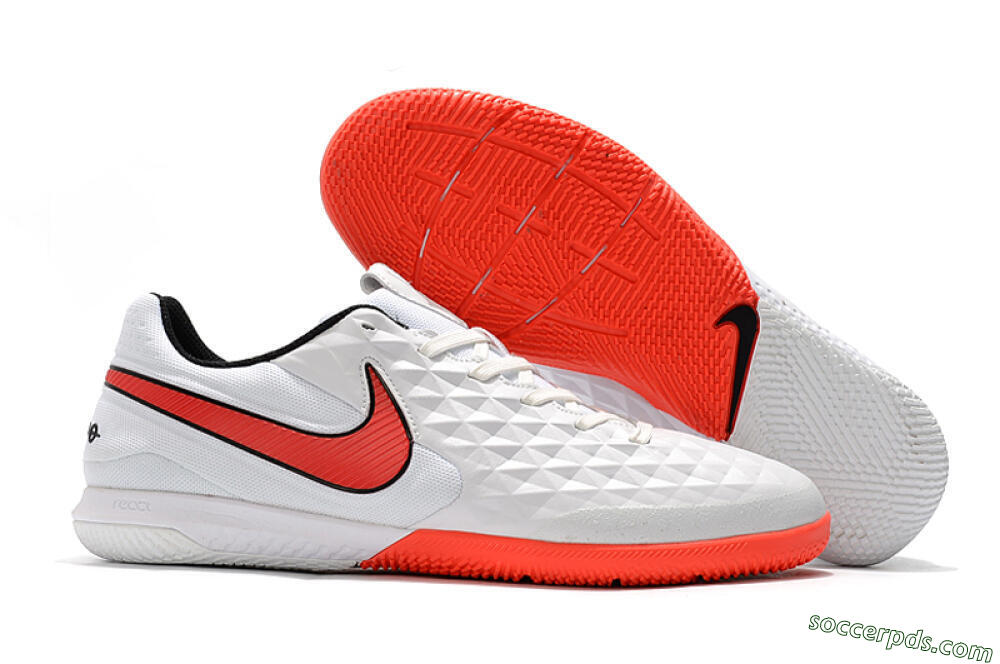 NIke Tiempo Lunar Legend 8 Pro IC Low-Tops Football Shoes - White/Red/Black 1