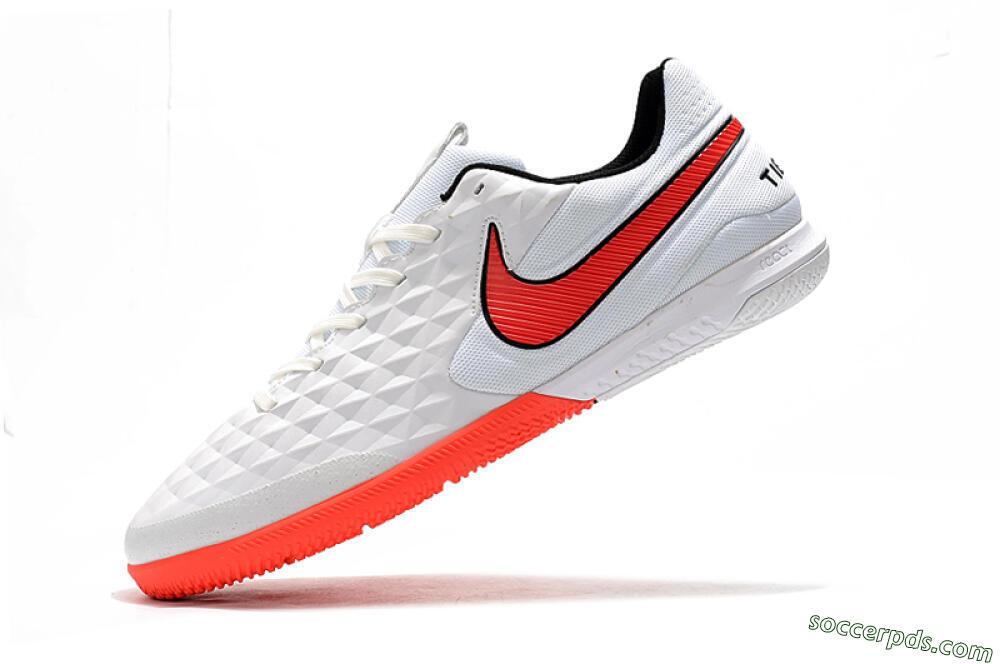 NIke Tiempo Lunar Legend 8 Pro IC Low-Tops Football Shoes - White/Red/Black 8