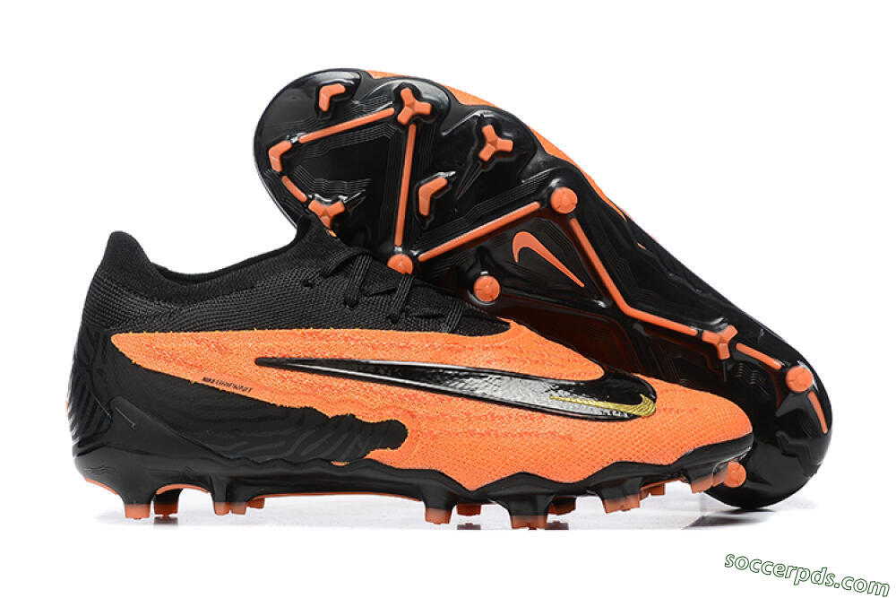 Nike Phantom GX Elite FG Low-Tops Football Boots - Orange/Black/Gold 1