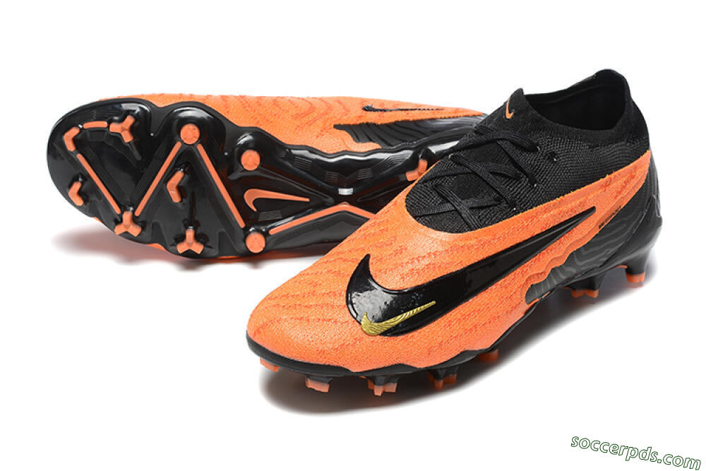 Nike Phantom GX Elite FG Low-Tops Football Boots - Orange/Black/Gold 3