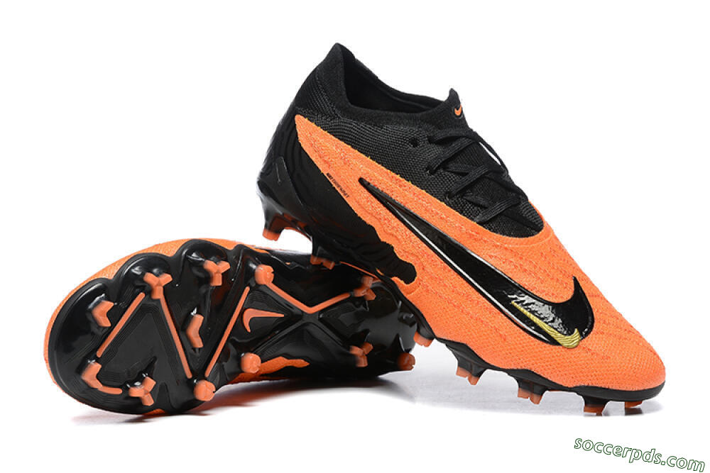 Nike Phantom GX Elite FG Low-Tops Football Boots - Orange/Black/Gold 4