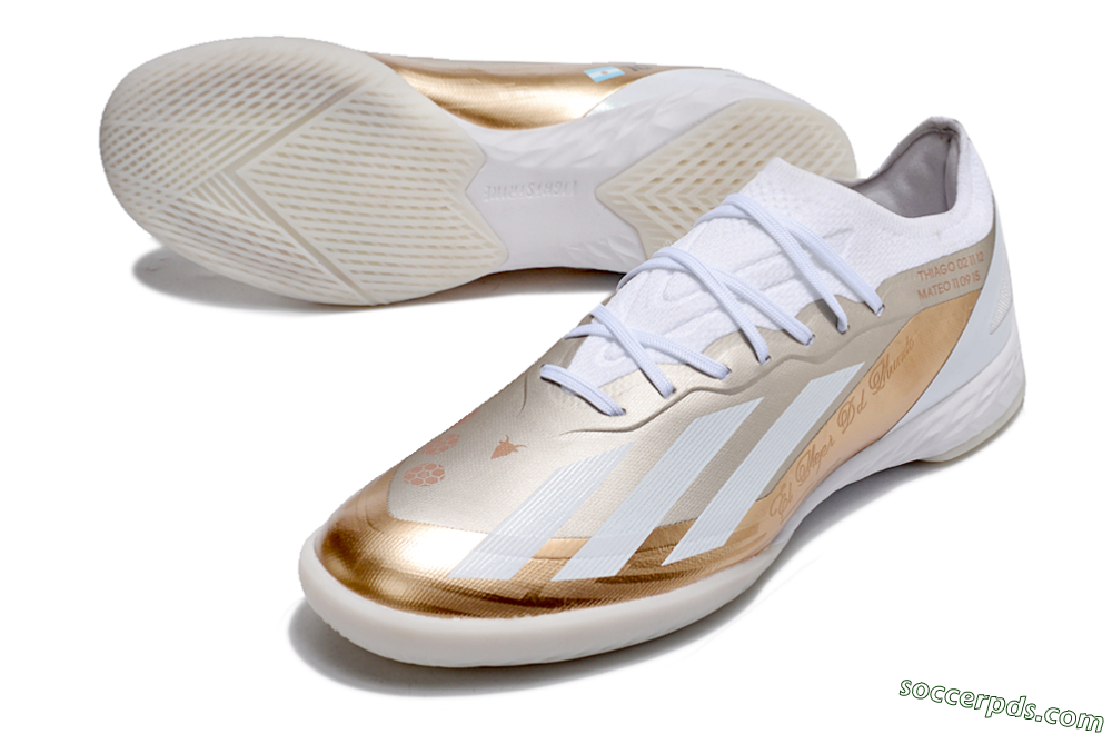 Adidas X Crazyfast.1 IC Low-Tops Football Shoes - Gold/White 3