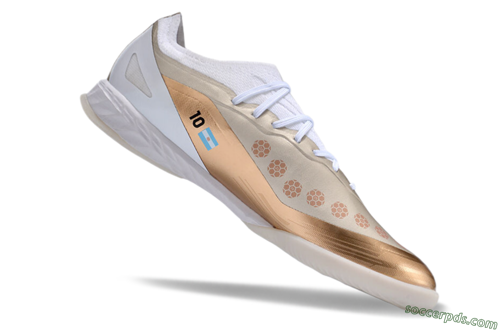 Adidas X Crazyfast.1 IC Low-Tops Football Shoes - Gold/White 4