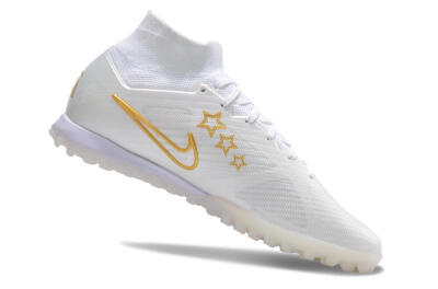 Nike Air Zoom Mercurial Superfly 9 Elite TF High-Tops Football Shoes - White/Gold/Blue