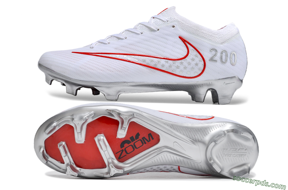 Nike Air Zoom Mercurial Vapor 15 Elite FG Low-Tops Football Boots - White/Red/Silver 0