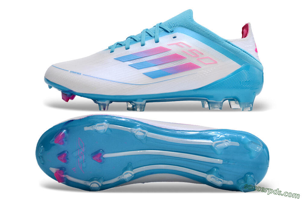 Adidas F50 Adizero FG Low-Tops Football Boots - White/Blue/Pink 0