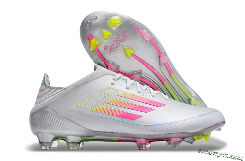 Adidas F50 Adizero FG Low-Tops Football Boots - Silver/Yellow/Pink 1