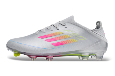 Adidas F50 Adizero FG Low-Tops Football Boots - Silver/Yellow/Pink