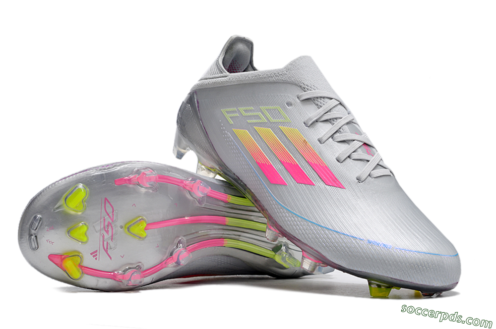 Adidas F50 Adizero FG Low-Tops Football Boots - Silver/Yellow/Pink 3