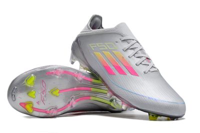 Adidas F50 Adizero FG Low-Tops Football Boots - Silver/Yellow/Pink