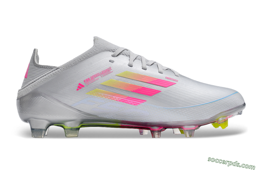 Adidas F50 Adizero FG Low-Tops Football Boots - Silver/Yellow/Pink 7