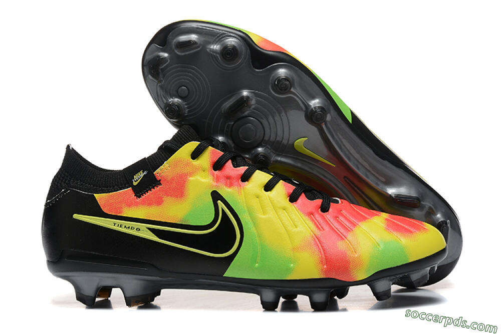 Nike Tiempo Legend 10 Elite FG Low-Tops Football Boots - Black/Rainbow 1
