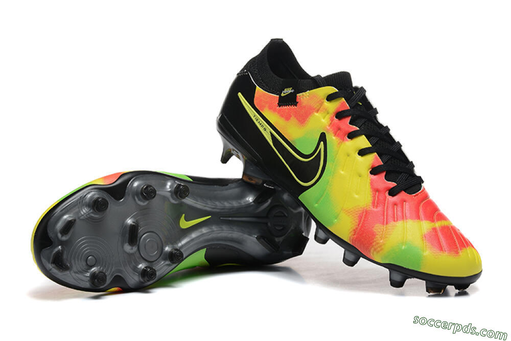 Nike Tiempo Legend 10 Elite FG Low-Tops Football Boots - Black/Rainbow 4