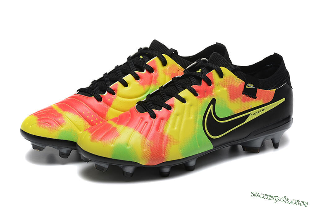 Nike Tiempo Legend 10 Elite FG Low-Tops Football Boots - Black/Rainbow 5