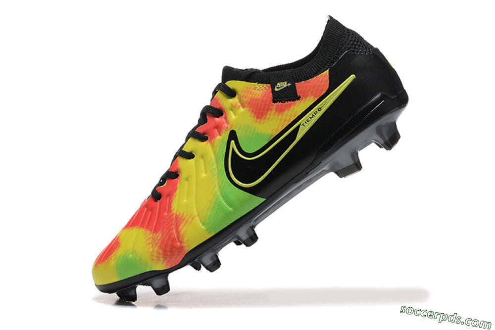 Nike Tiempo Legend 10 Elite FG Low-Tops Football Boots - Black/Rainbow 8
