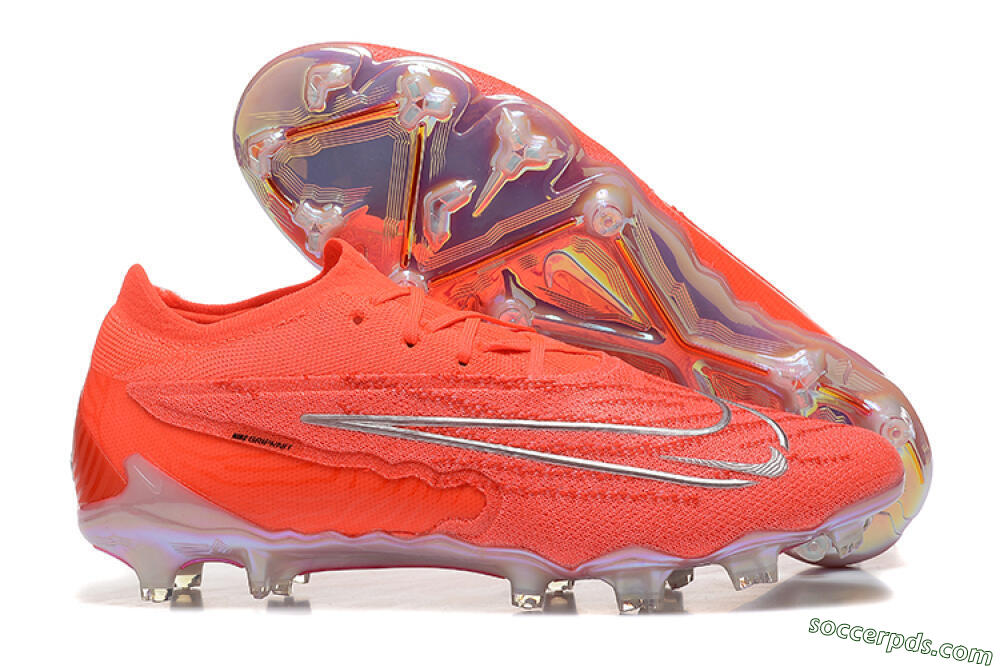 Nike Phantom GX Elite FG Low-Tops Football Boots - Red/Silver 1