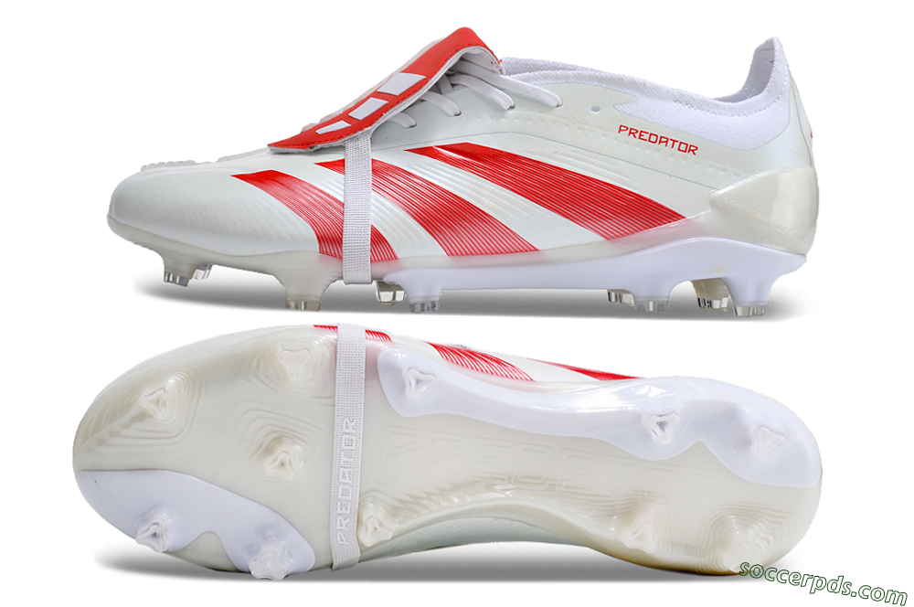 Adidas Predator Elite Foldover Tongue FG Low-Tops Football Boots - Beige/Red/White 0