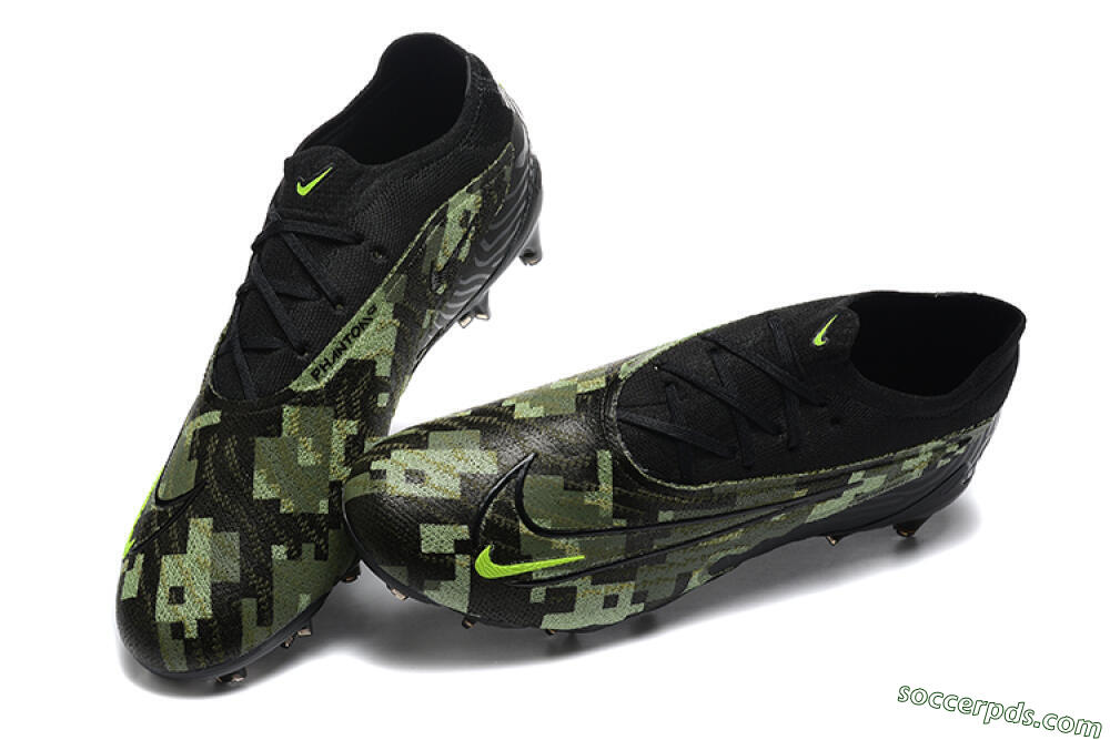 Nike Phantom GX Elite FG Low-Tops Football Boots - Black/Camo/Yellow 6
