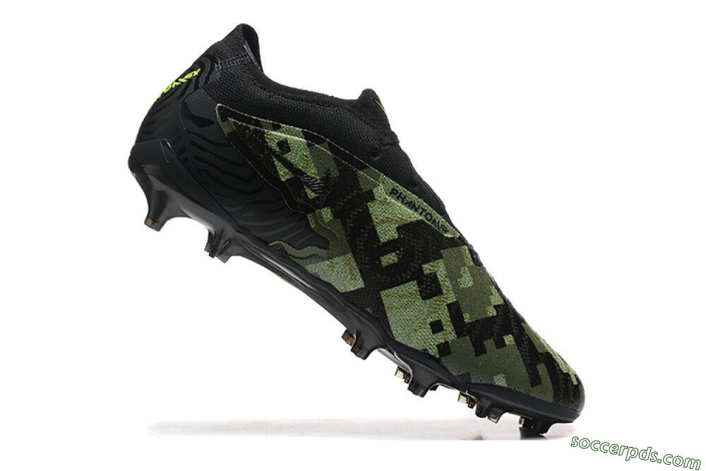 Nike Phantom GX Elite FG Low-Tops Football Boots - Black/Camo/Yellow 7