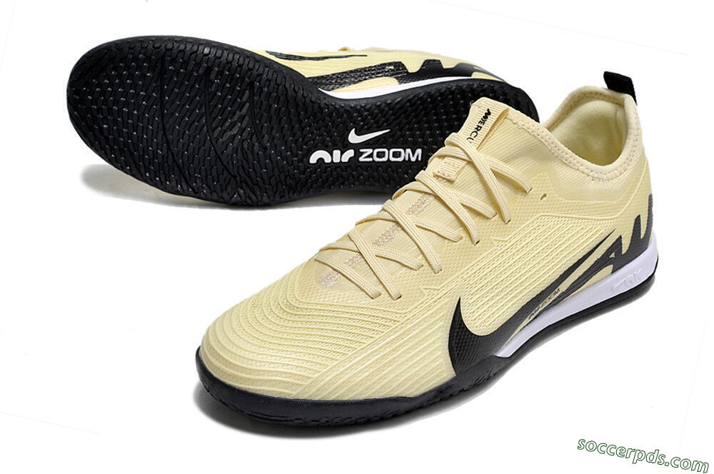 Nike Air Zoom Mercurial Vapor 15 Pro IC Low-Tops Football Shoes - Beige/Black/White 3