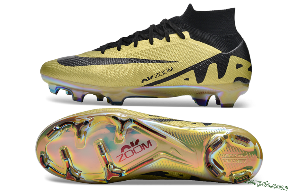 Nike Air Zoom Mercurial Superfly 9 Elite FG High-Tops Football Boots - Gold/Black 0