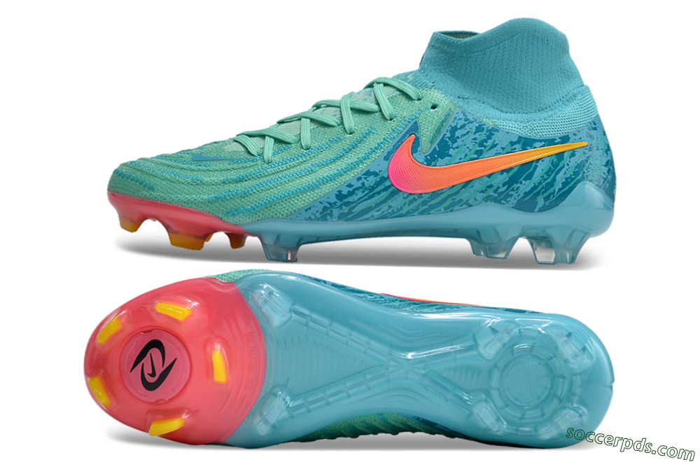Nike Phantom Luna 2 Elite Vortex LV8 FG High-Tops Football Boots - Green/Orange/Black 0