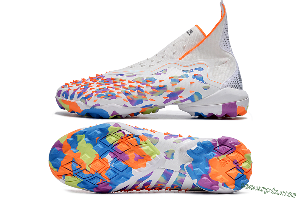 Adidas Predator Freak+ TF High-Tops Football Shoes - White/Orange/Blue/Purple 0