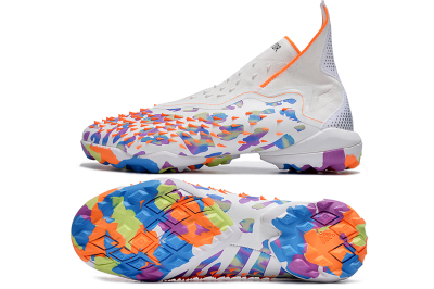 Adidas Predator Freak+ TF High-Tops Football Shoes - White/Orange/Blue/Purple