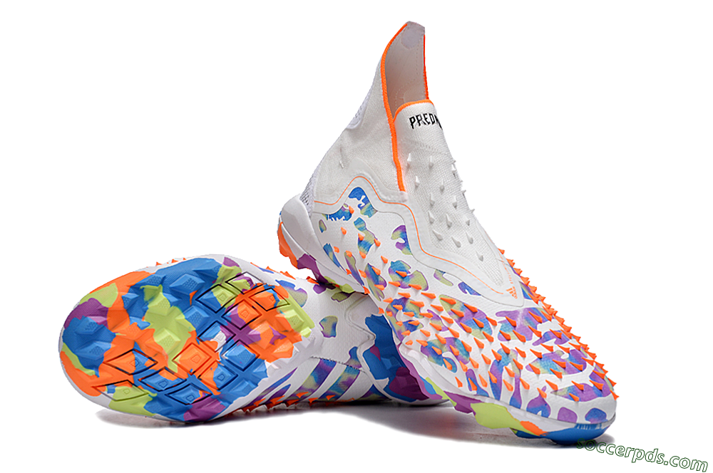 Adidas Predator Freak+ TF High-Tops Football Shoes - White/Orange/Blue/Purple 3