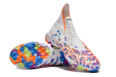 Adidas Predator Freak+ TF High-Tops Football Shoes - White/Orange/Blue/Purple