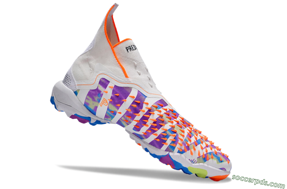 Adidas Predator Freak+ TF High-Tops Football Shoes - White/Orange/Blue/Purple 4