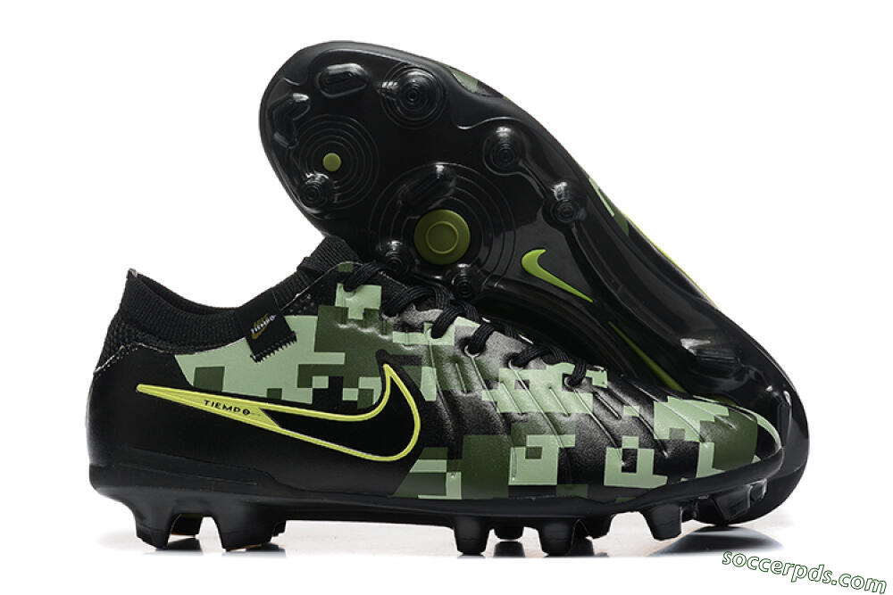 Nike Tiempo Legend 10 Elite FG Low-Tops Football Boots - Black/Camo/Yellow 1