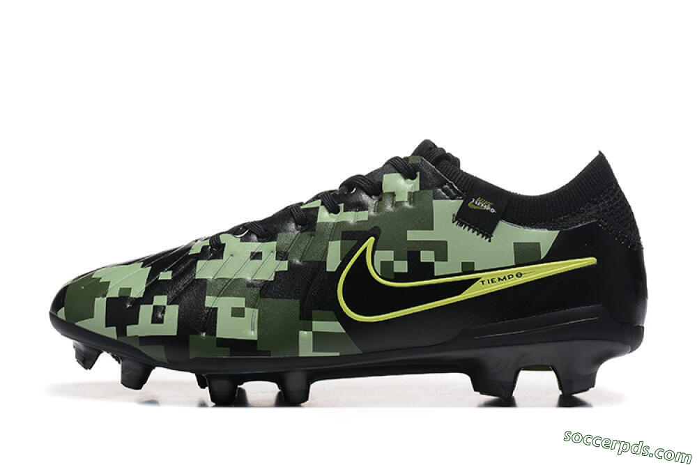 Nike Tiempo Legend 10 Elite FG Low-Tops Football Boots - Black/Camo/Yellow 2