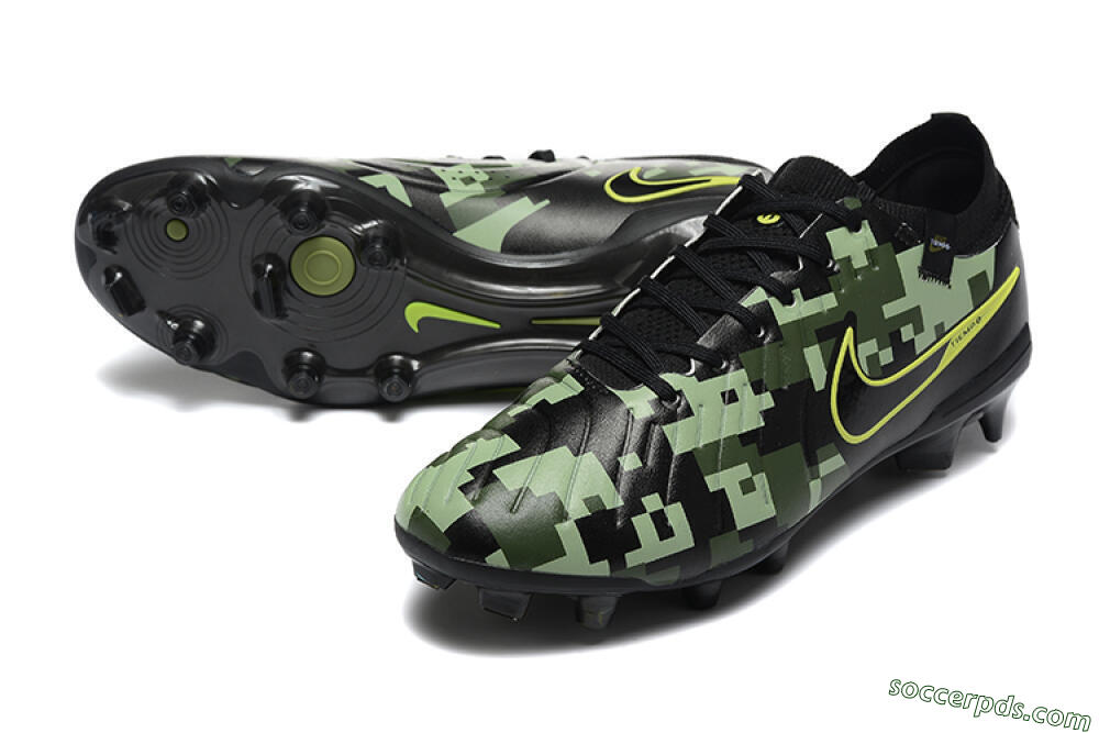 Nike Tiempo Legend 10 Elite FG Low-Tops Football Boots - Black/Camo/Yellow 3