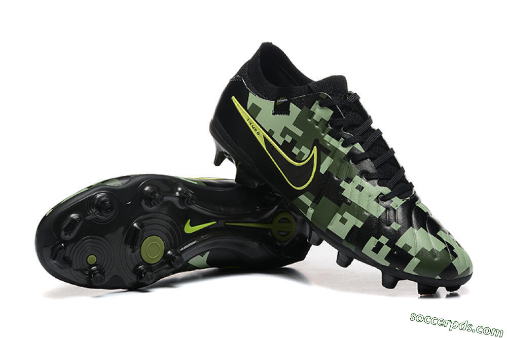 Nike Tiempo Legend 10 Elite FG Low-Tops Football Boots - Black/Camo/Yellow 4