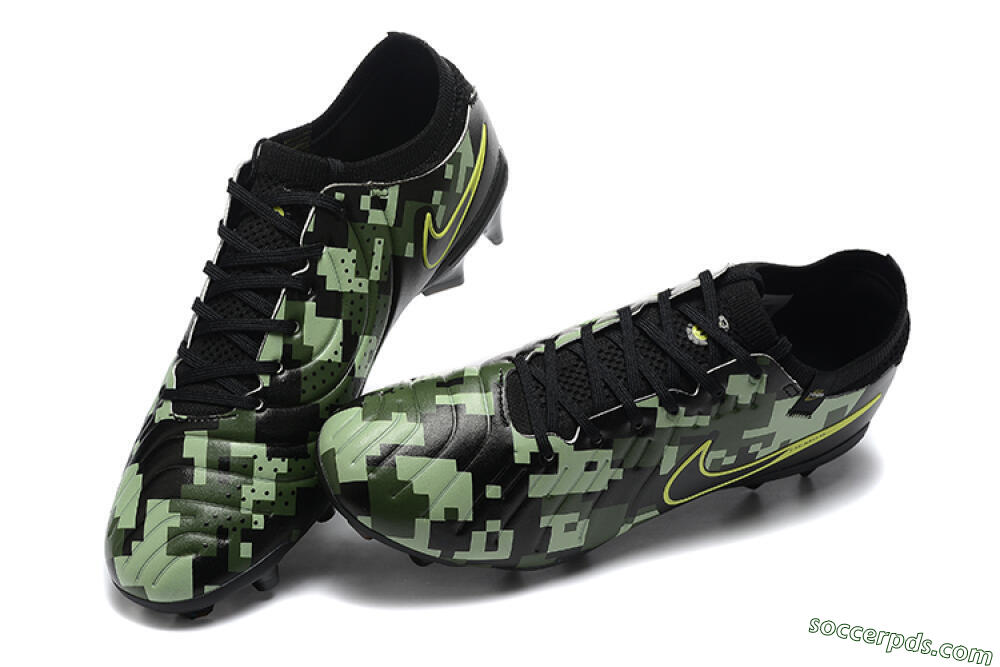 Nike Tiempo Legend 10 Elite FG Low-Tops Football Boots - Black/Camo/Yellow 6