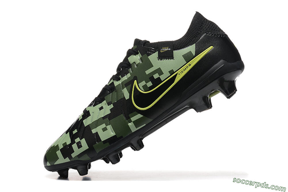 Nike Tiempo Legend 10 Elite FG Low-Tops Football Boots - Black/Camo/Yellow 8