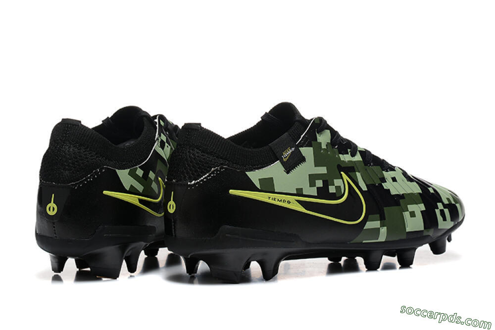 Nike Tiempo Legend 10 Elite FG Low-Tops Football Boots - Black/Camo/Yellow 9