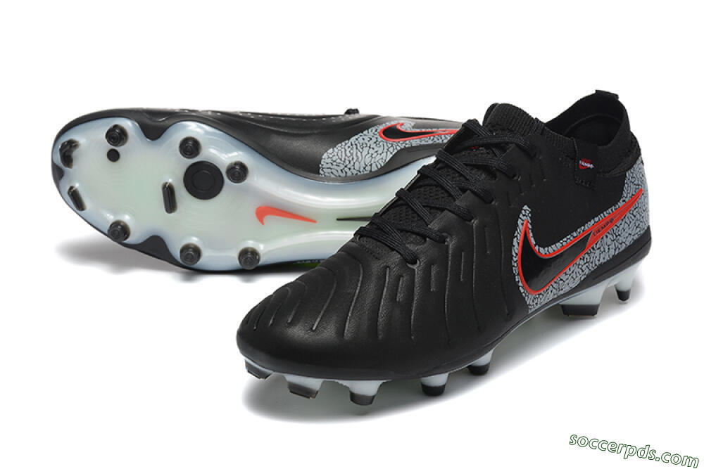 Nike Tiempo Legend 10 Elite FG Low-Tops Football Boots - Black/Red/Grey 3