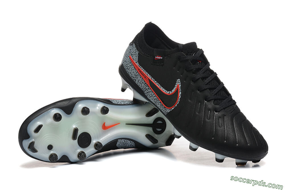 Nike Tiempo Legend 10 Elite FG Low-Tops Football Boots - Black/Red/Grey 4