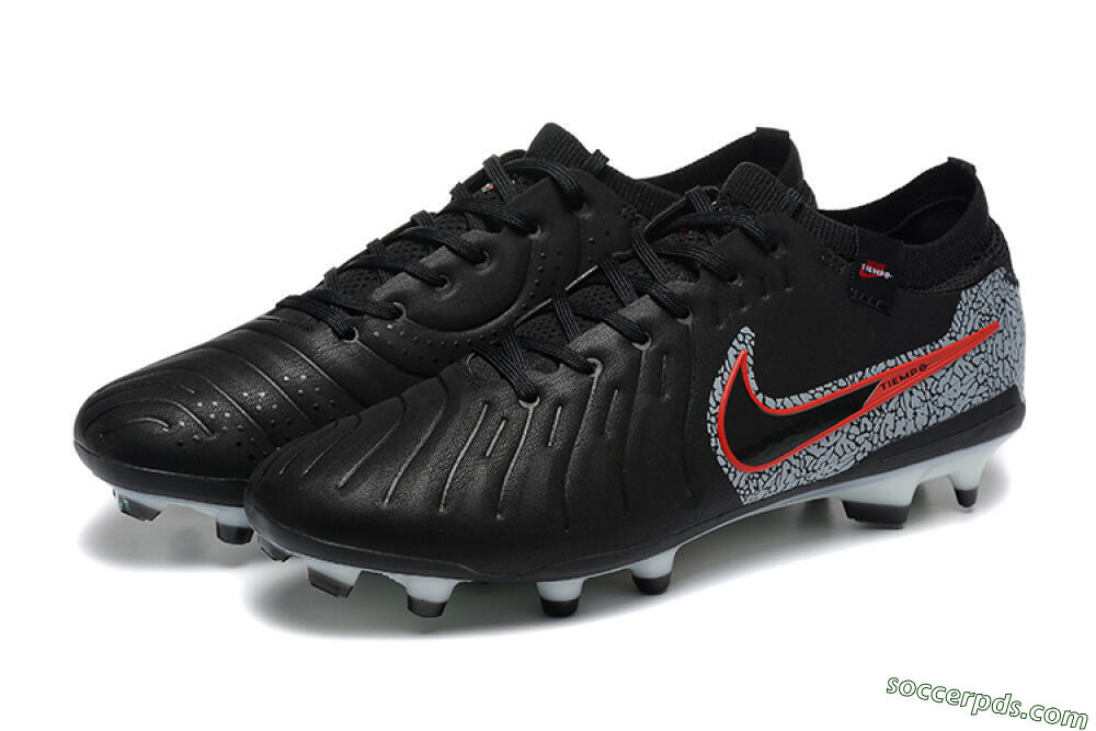 Nike Tiempo Legend 10 Elite FG Low-Tops Football Boots - Black/Red/Grey 5