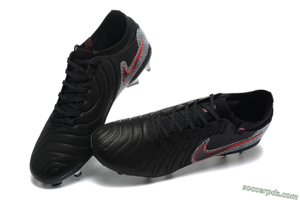 Nike Tiempo Legend 10 Elite FG Low-Tops Football Boots - Black/Red/Grey 6