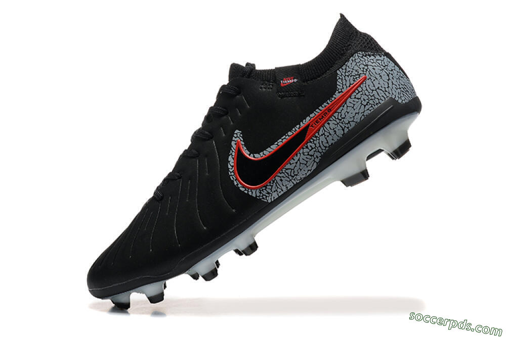 Nike Tiempo Legend 10 Elite FG Low-Tops Football Boots - Black/Red/Grey 8