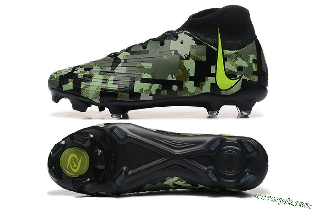 Nike Phantom Luna Elite NU FG High-Tops Football Boots - Black/Camo/Yellow 0