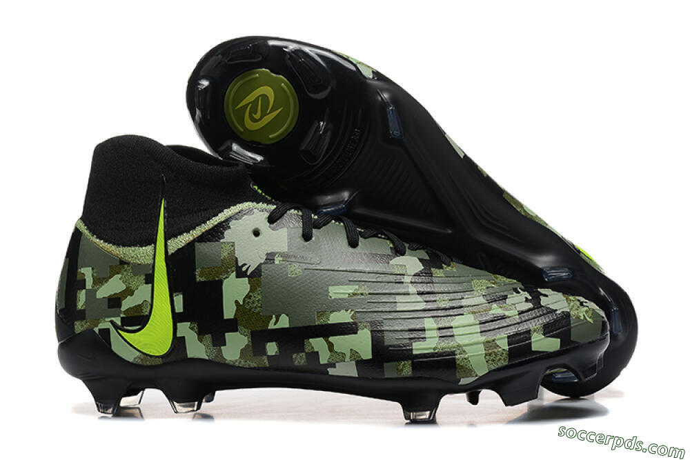 Nike Phantom Luna Elite NU FG High-Tops Football Boots - Black/Camo/Yellow 1