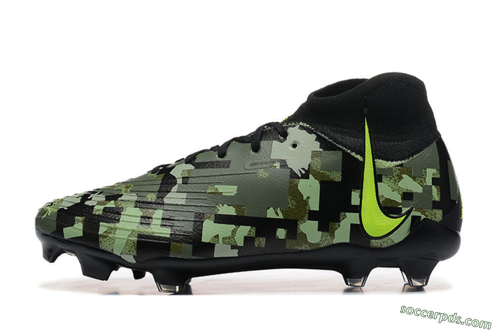 Nike Phantom Luna Elite NU FG High-Tops Football Boots - Black/Camo/Yellow 2