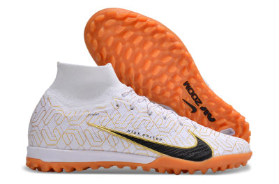 Nike Air Zoom Mercurial Superfly 9 Elite TF High-Tops Football Shoes - White/Black/Gold