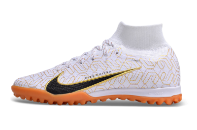 Nike Air Zoom Mercurial Superfly 9 Elite TF High-Tops Football Shoes - White/Black/Gold