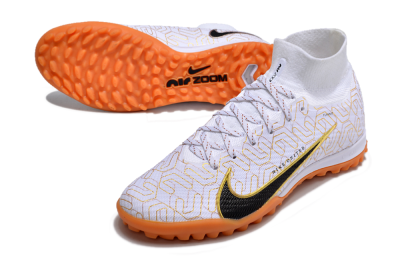 Nike Air Zoom Mercurial Superfly 9 Elite TF High-Tops Football Shoes - White/Black/Gold